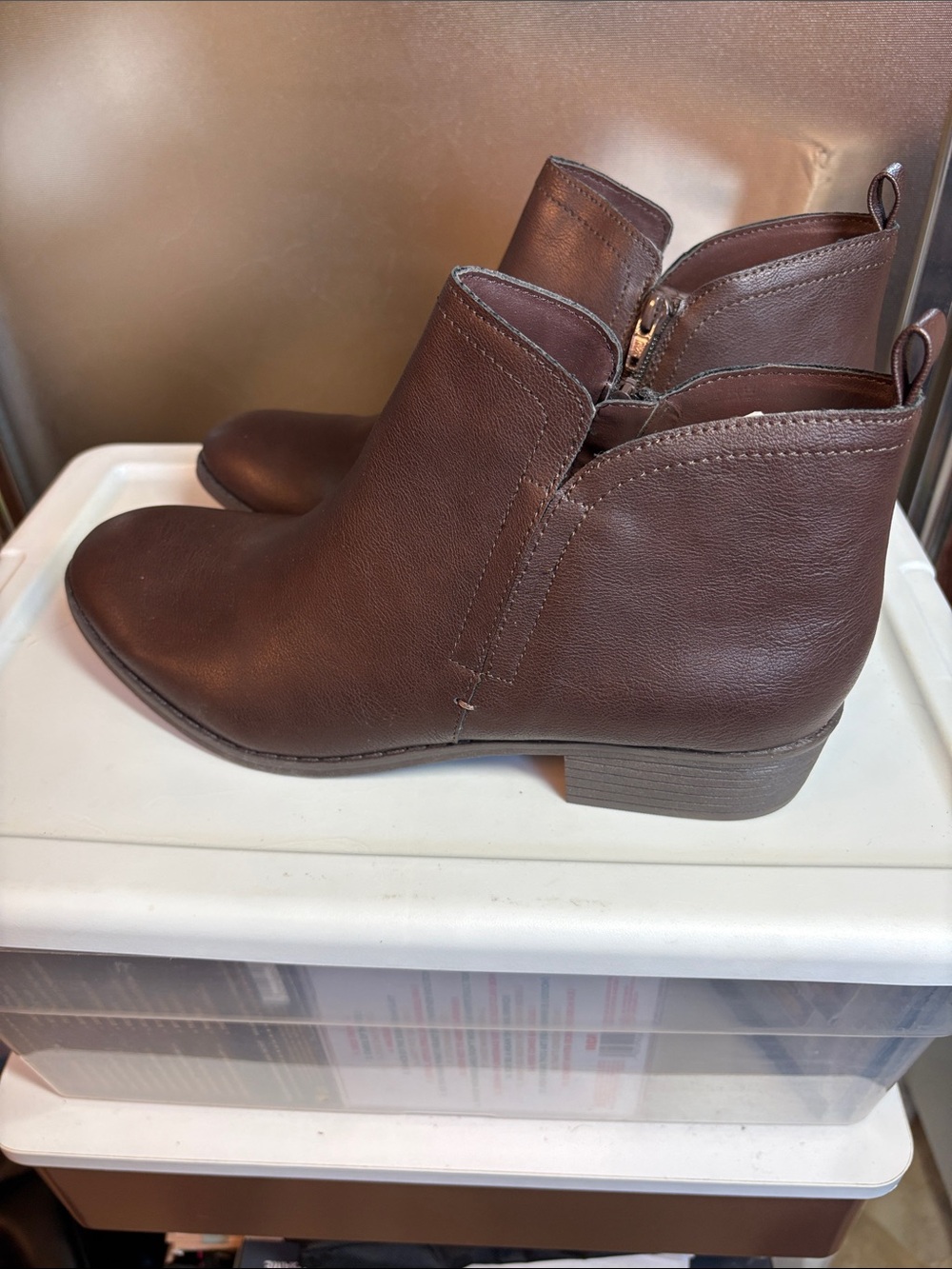 Sun & Stone Dark Brown Faux Leather Ankle Booties
